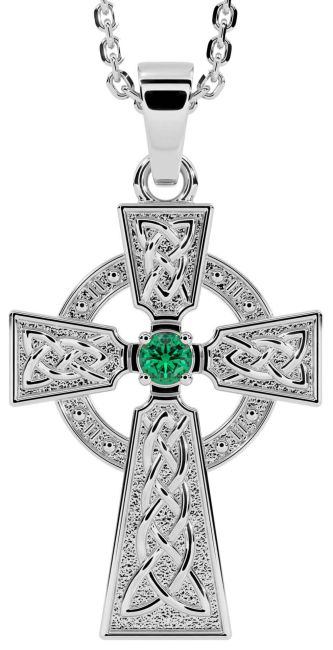 Diamond Silver Celtic Cross Necklace