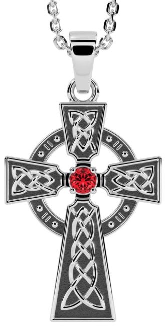 Diamond White Gold Black Rhodium Celtic Cross Necklace