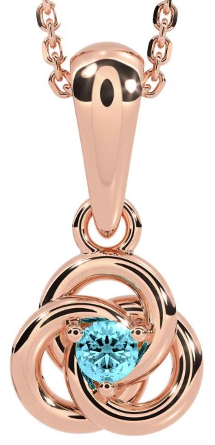 Diamond Rose Gold Silver Celtic Necklace