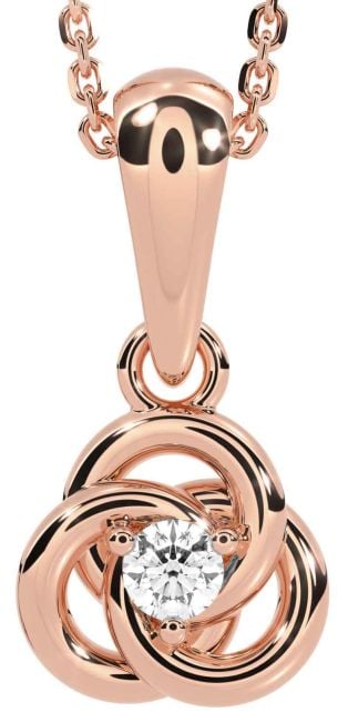 Diamond Rose Gold Silver Celtic Necklace