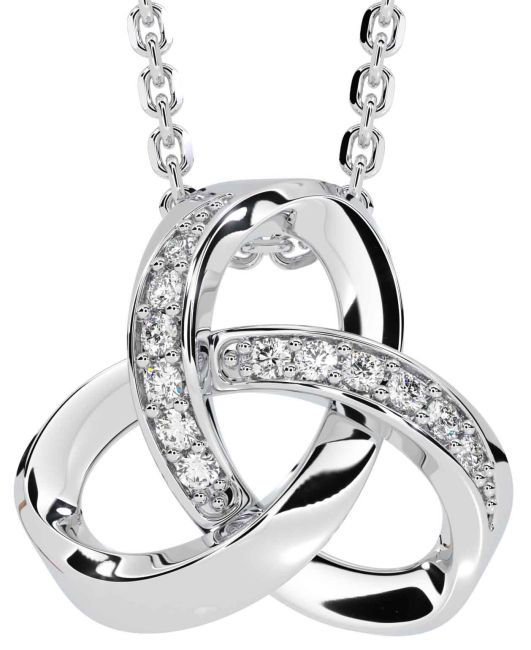 Diamond White Gold Celtic Trinity Knot Necklace