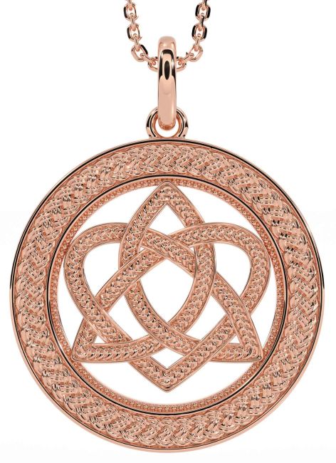 Rose Gold Silver Celtic Trinity Knot Heart Necklace