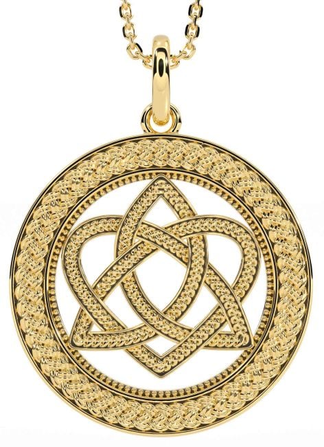 Gold Silver Black Rhodium Celtic Trinity Knot Heart Necklace
