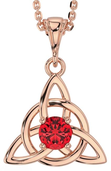 Ruby Rose Gold Silver Celtic Trinity Knot Necklace