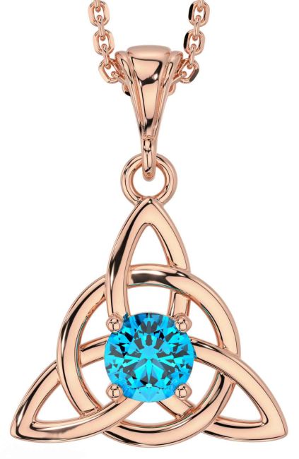 Topaz Rose Gold Silver Celtic Trinity Knot Necklace