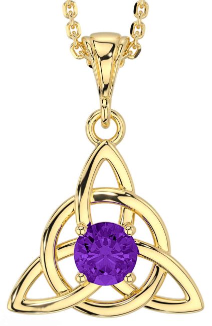 Amethyst Gold Silver Celtic Trinity Knot Necklace