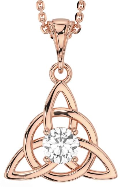 Diamond Rose Gold Celtic Trinity Knot Necklace