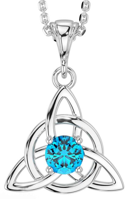 Topaz White Gold Celtic Trinity Knot Necklace