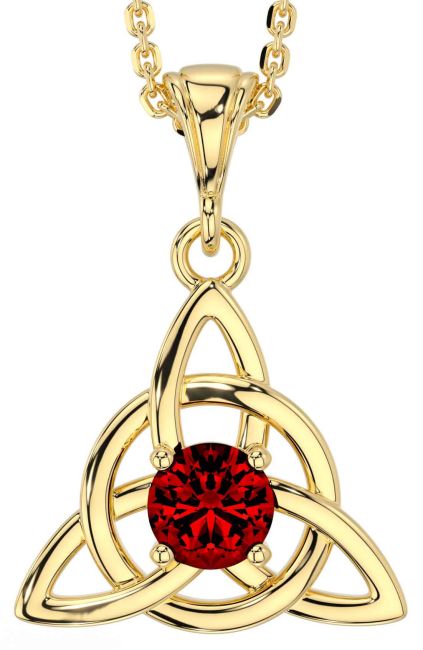 Garnet Gold Celtic Trinity Knot Necklace