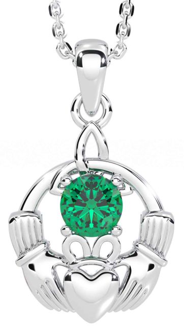 Smaragd Silver Claddagh Treenighet Knut Halsband