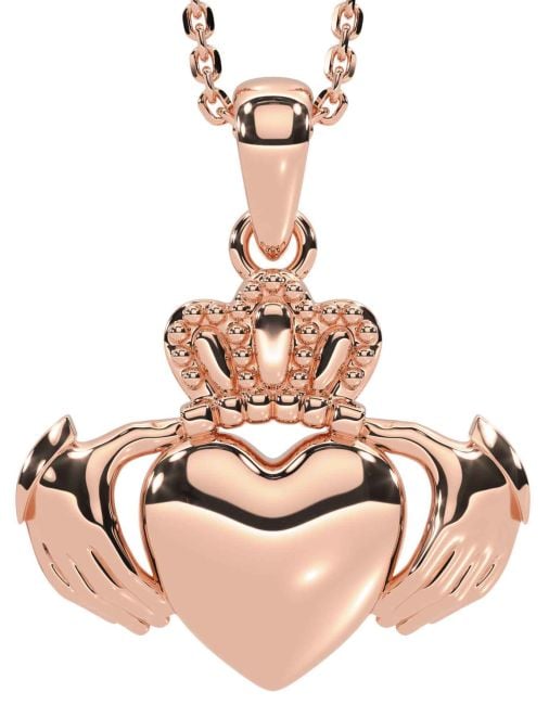 Rose Gold Silver Claddagh Necklace