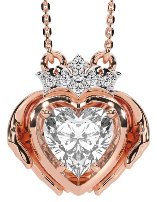 Diamond Rose Gold Claddagh Necklace