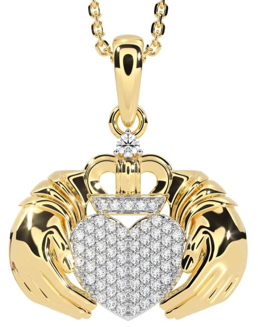 Diamond Gold Claddagh Necklace