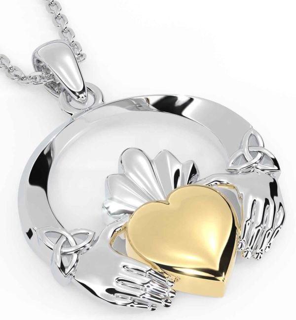 Gold Silver Claddagh Necklace