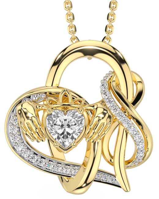 Diamond Gold Claddagh Infinity Necklace