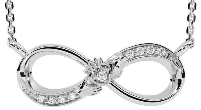 Diamante Prata Claddagh Infinidade Colar