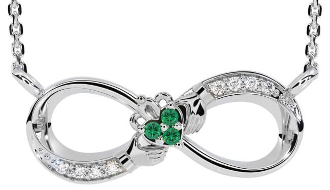 Diamond Smarald Argint Colier Claddagh Infinity