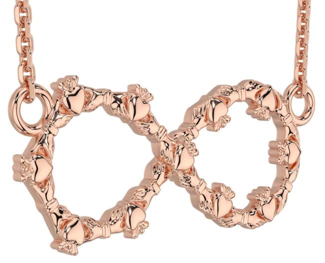 Rose Gold Claddagh Infinity Necklace