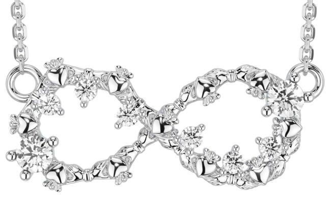 Diamant Silver Claddagh Oändlighet Halsband