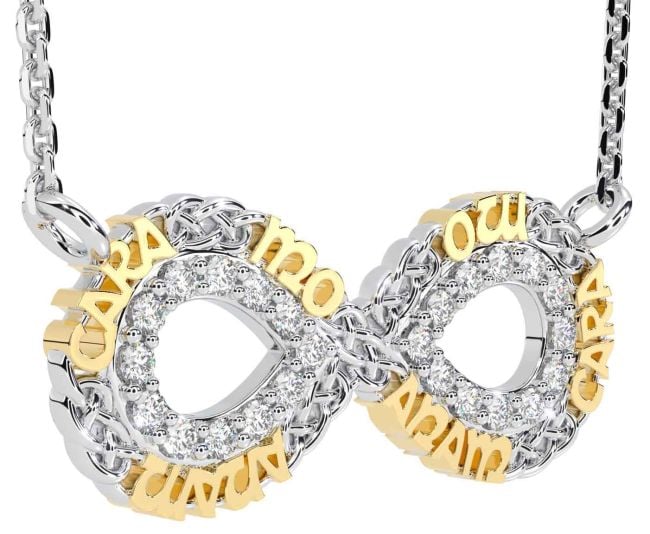Diamond White Yellow Gold Celtic Infinity Irish 