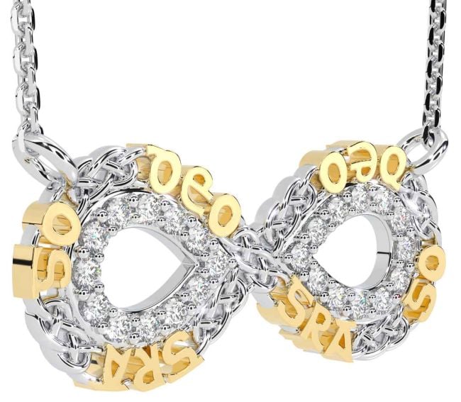 Diamond Gold Silver Celtic Infinity Irish 