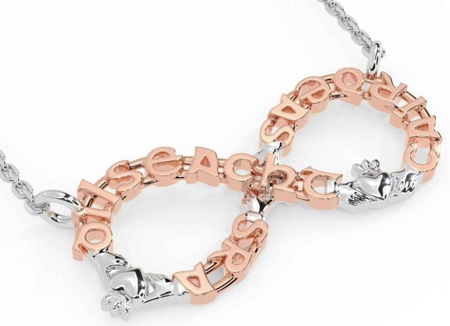 White Rose Gold Claddagh Infinity Irish 