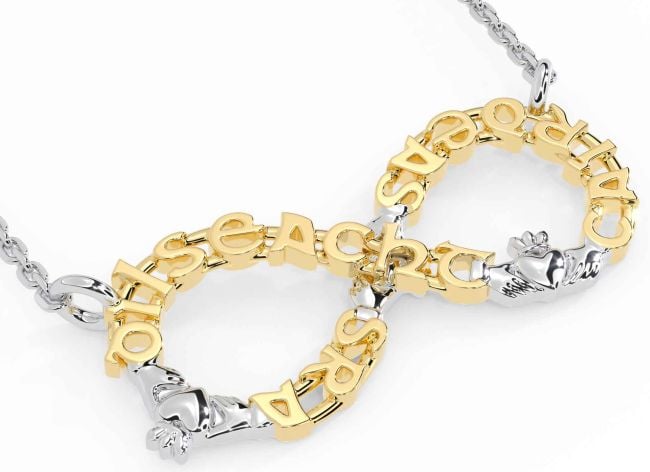White Yellow Gold Claddagh Infinity Irish 