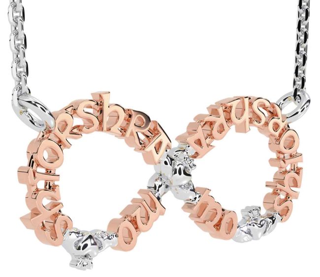 White Rose Gold Claddagh Infinity Irish 