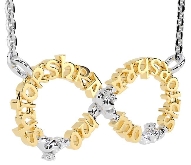 White Yellow Gold Claddagh Infinity Irish 