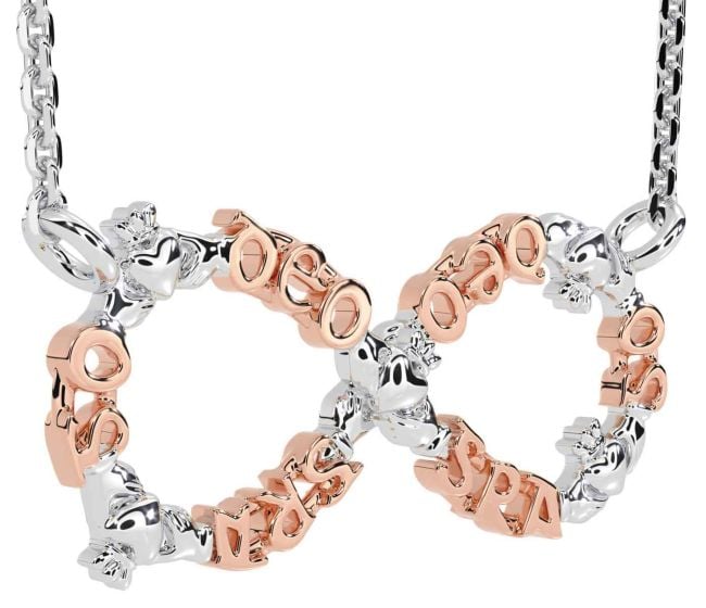 White Rose Gold Claddagh Infinity Irish 