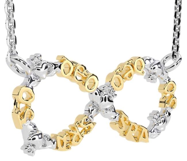 White Yellow Gold Claddagh Infinity Irish 