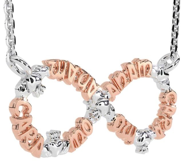 Rose Gold Silver Claddagh Infinity Irish 