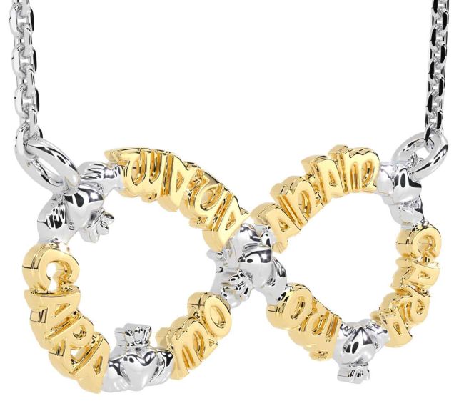 White Yellow Gold Claddagh Infinity Irish 