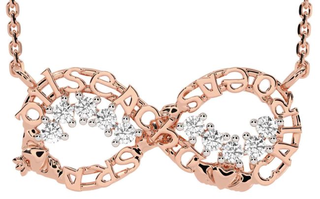 Diamond Rose Gold Claddagh Infinity Irish 