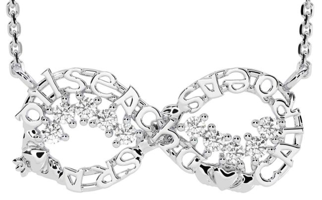 Diamond Silver Claddagh Infinity Irish 