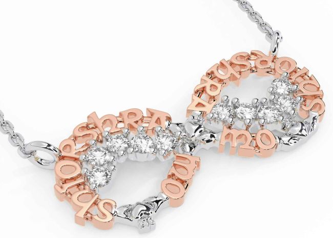 Diamond Rose Gold Silver Claddagh Infinity Irish 