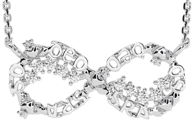 Diamond White Gold Claddagh Infinity Irish 