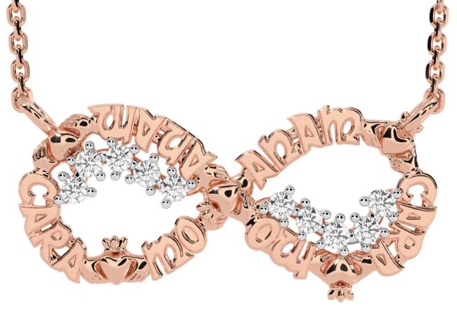 Diamond Rose Gold Claddagh Infinity Irish 