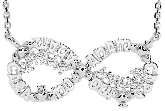Diamond Silver Claddagh Infinity Irish 