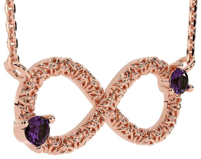 Alexandrite Rose Gold Celtic Trinity Knot Infinity Necklace
