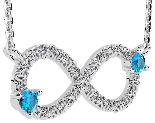 Topaz Silver Celtic Trinity Knot Infinity Necklace