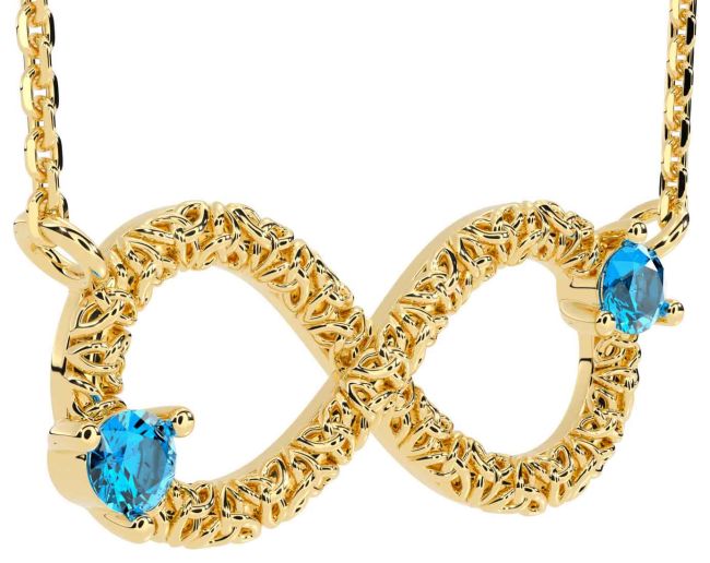 Topaz Gold Celtic Trinity Knot Infinity Necklace
