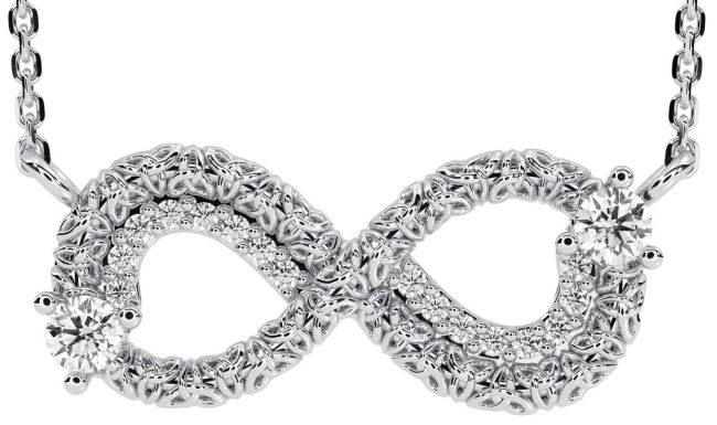 Diamond White Gold Celtic Trinity Knot Infinity Necklace