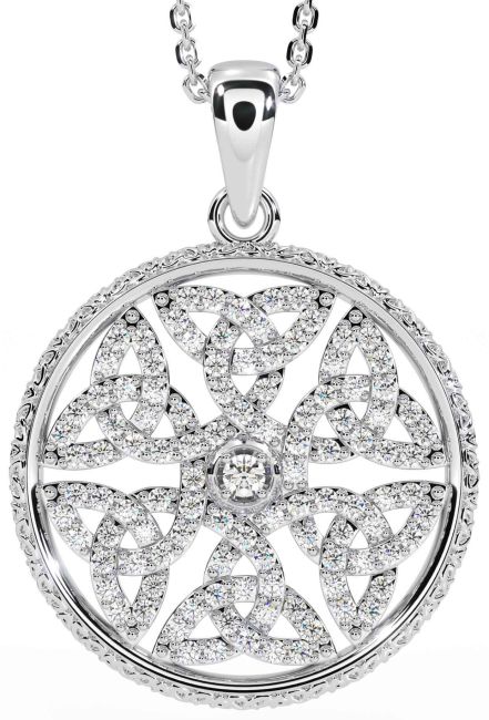 Diamant Argent celtique Trinité Noeud Collier