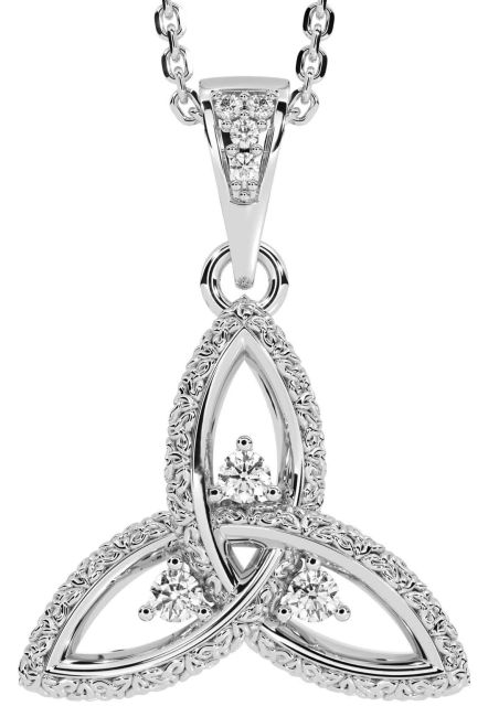 Diamond Silver Celtic Trinity Knot Necklace