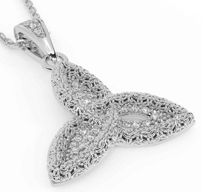 Diamond White Gold Celtic Trinity Knot Necklace