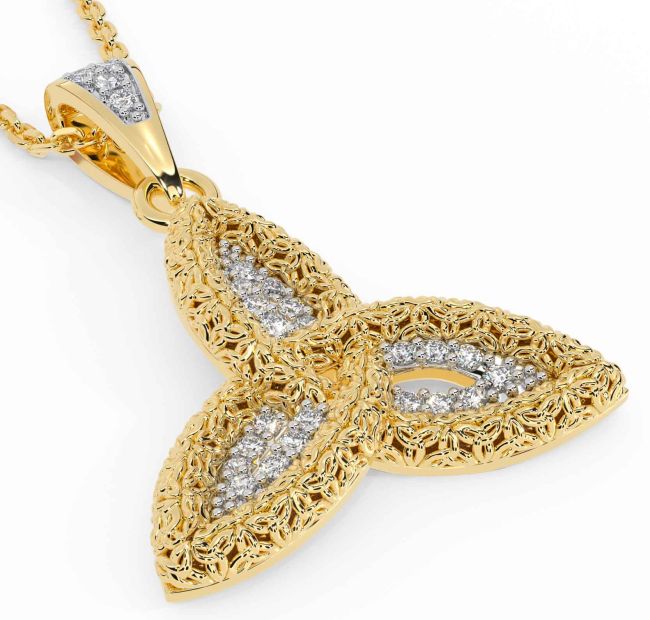 Diamond Gold Celtic Trinity Knot Necklace