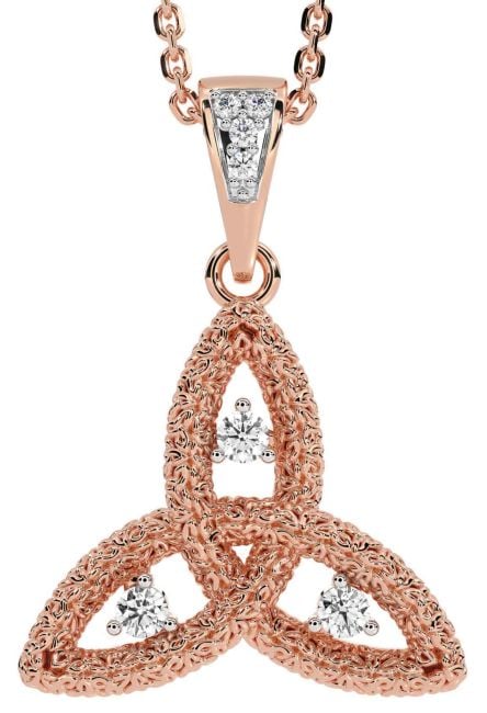 Diamond Rose Gold Celtic Trinity Knot Necklace