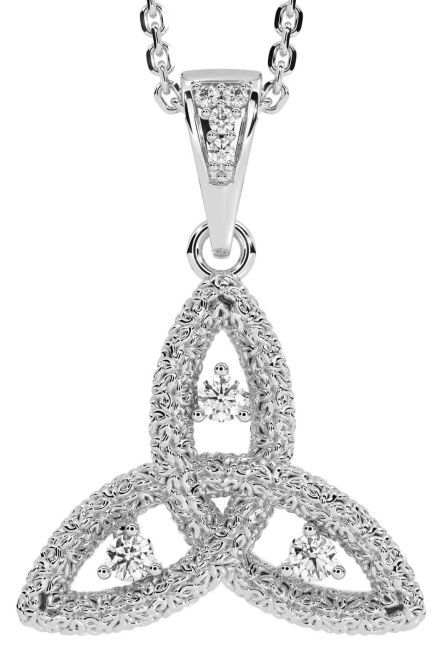 Diamond Silver Celtic Trinity Knot Necklace