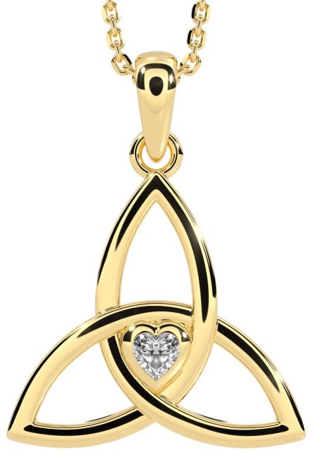 Diamond Gold Silver Celtic Trinity Knot Necklace